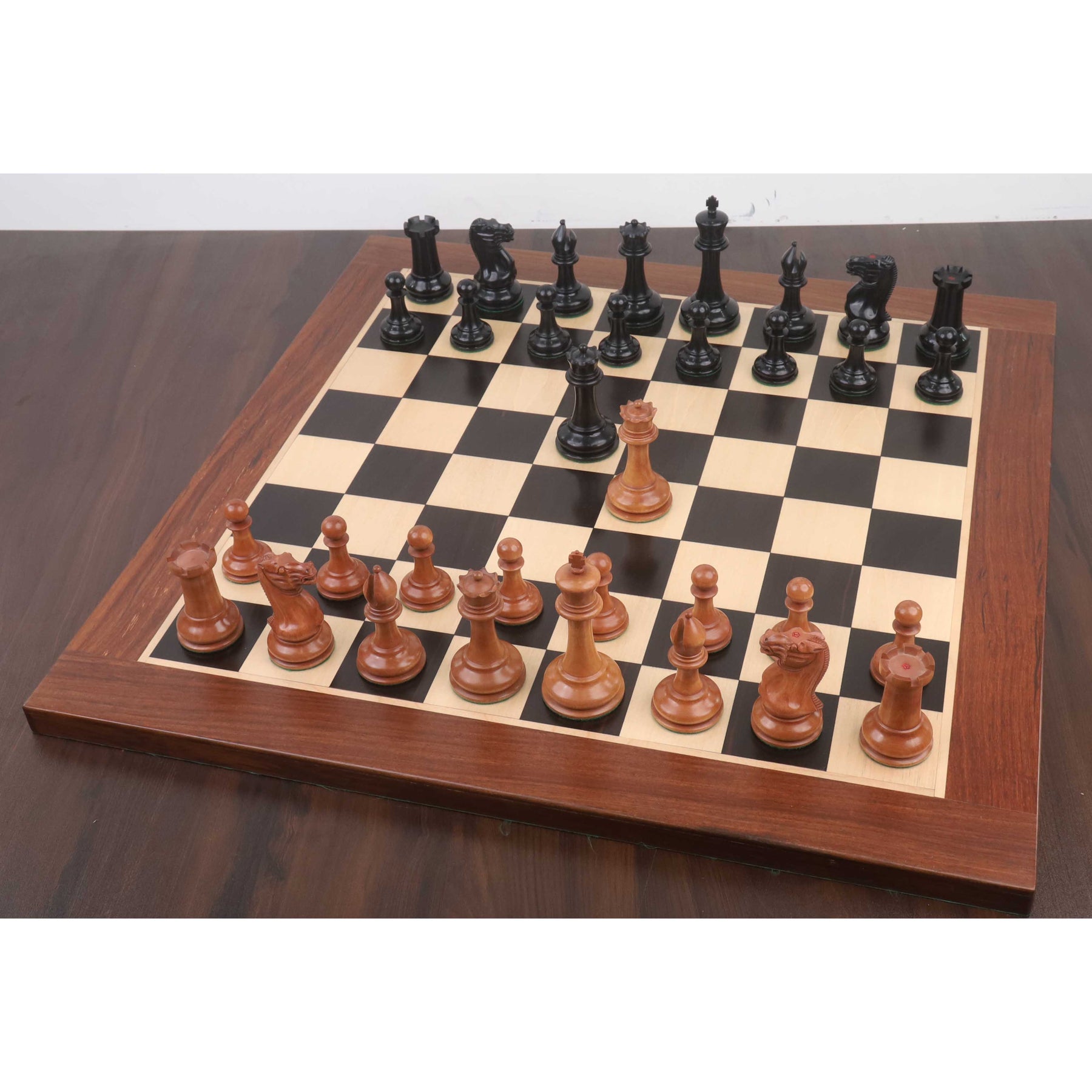 Combo of 1849 Cooke Type Staunton Chess Set - Pieces in Ebony Wood & A