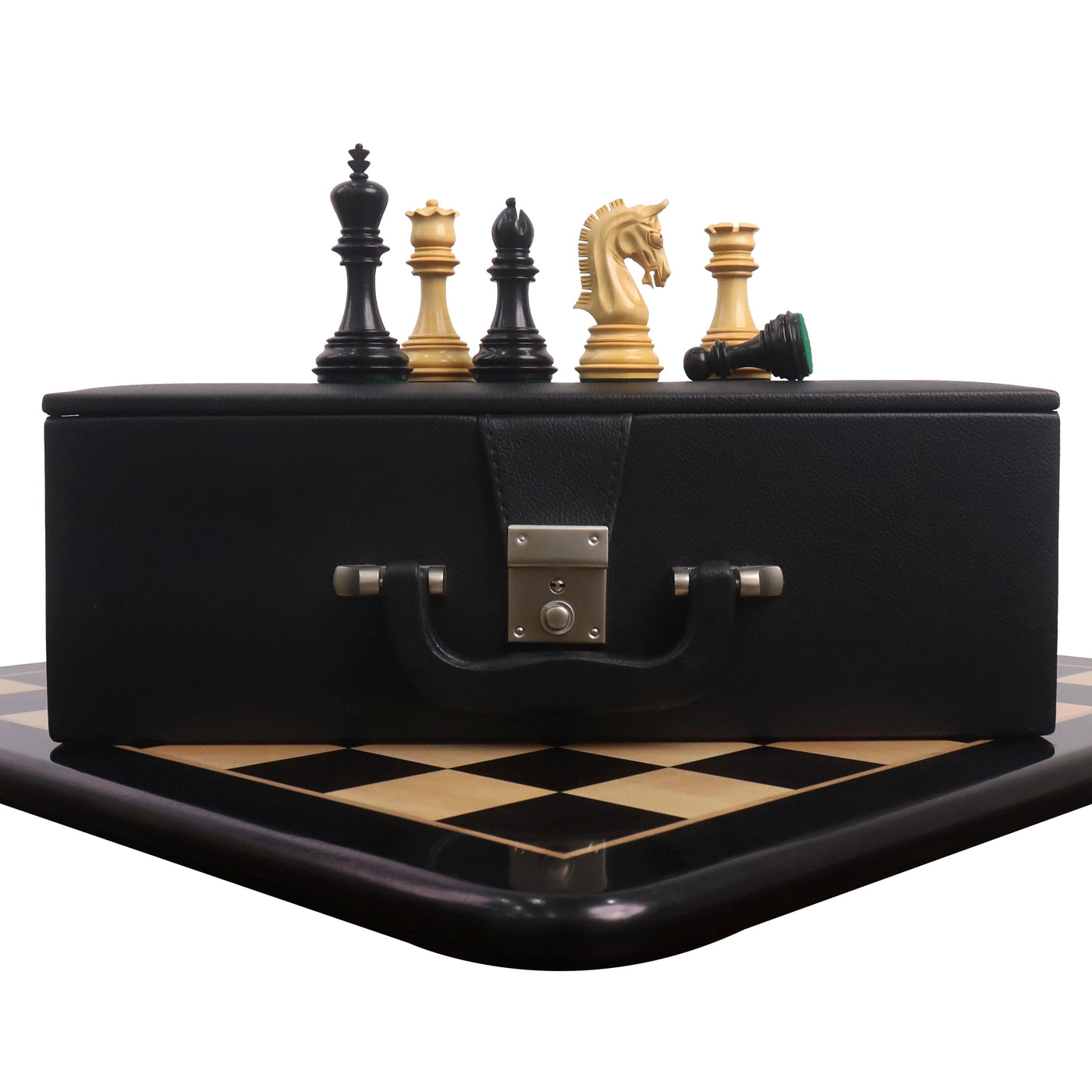 Combo of 3.8" Imperial Staunton Luxury Chess Set - Pieces in Ebony Wood with 21" Ebony Board and Box