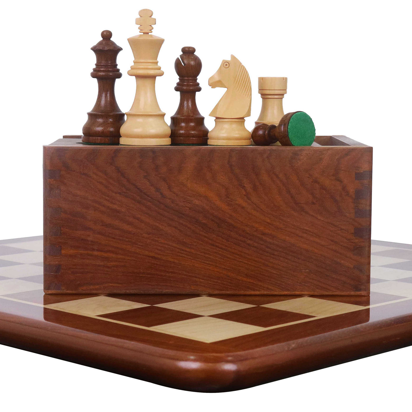 3.9" Tournament Chess Set Combo -Pieces in Golden Rosewood with Board and Box