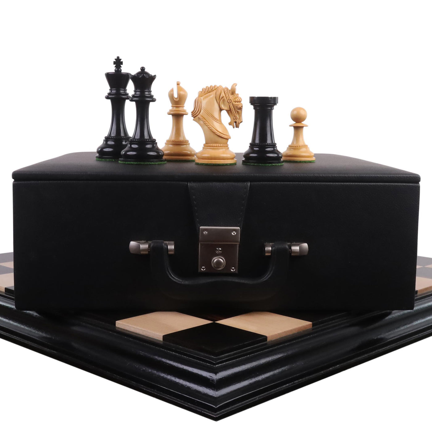 Combo of 4.3" Imperator Luxury Staunton Chess Set - Pieces in Ebony Wood with Board and Box