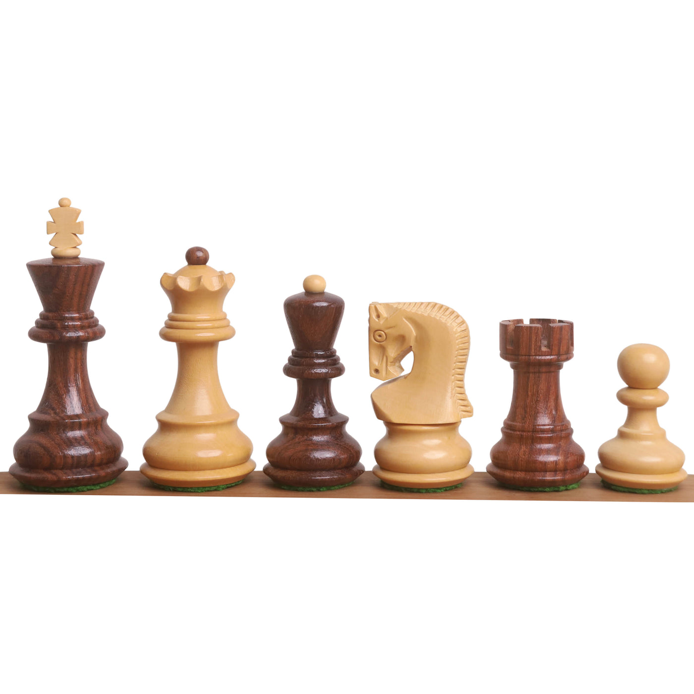 3.1" Russian Zagreb Minimalist Chessnut Air Sensor Compatible Set- Chess Pieces Only - Golden Rosewood & Boxwood