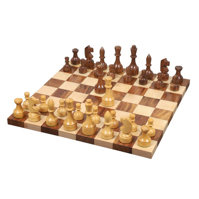 3.8" Bundesform German Staunton Chess set- Chess Pieces with Board and Box - Golden Rosewood