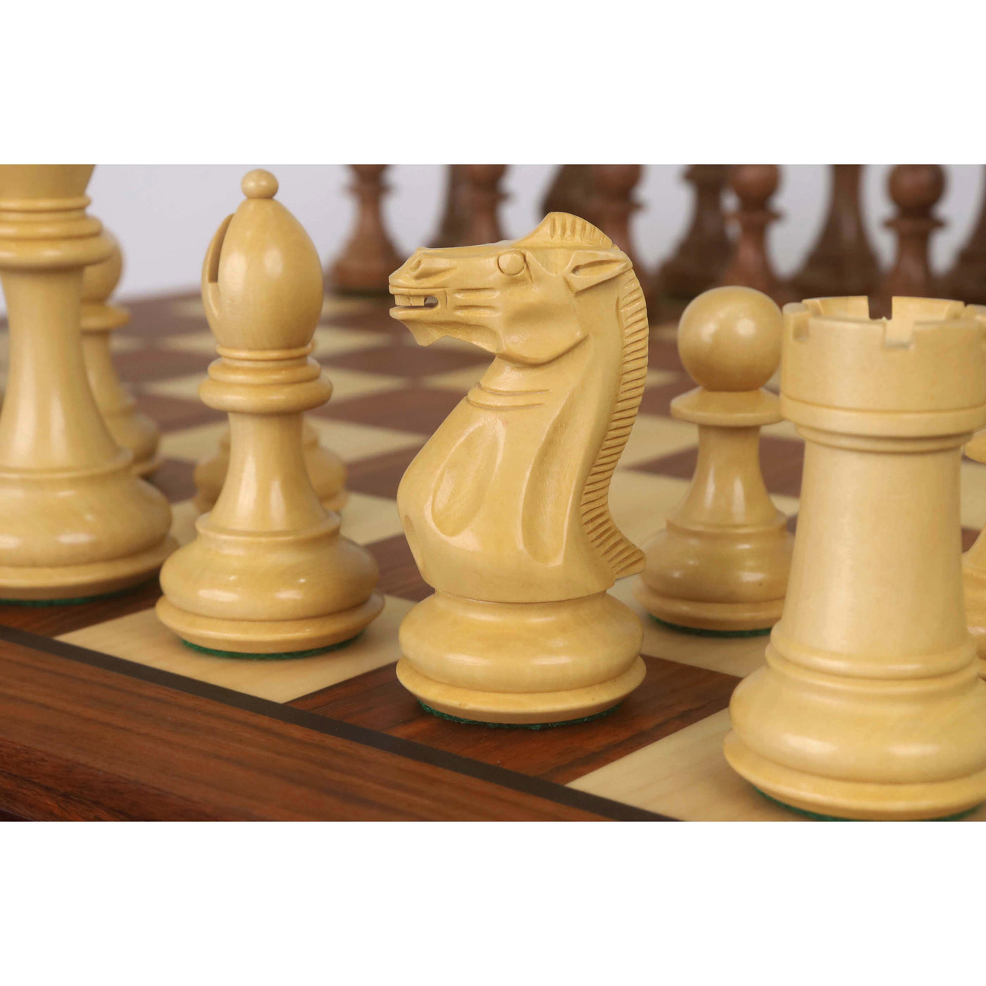 Combo of 20” Legacy Golden Rosewood Chess Board with 4.1" Staunton Chess Pieces