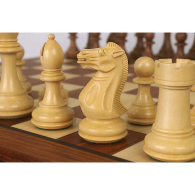 Combo of 20” Legacy Golden Rosewood Chess Board with 4.1" Staunton Chess Pieces