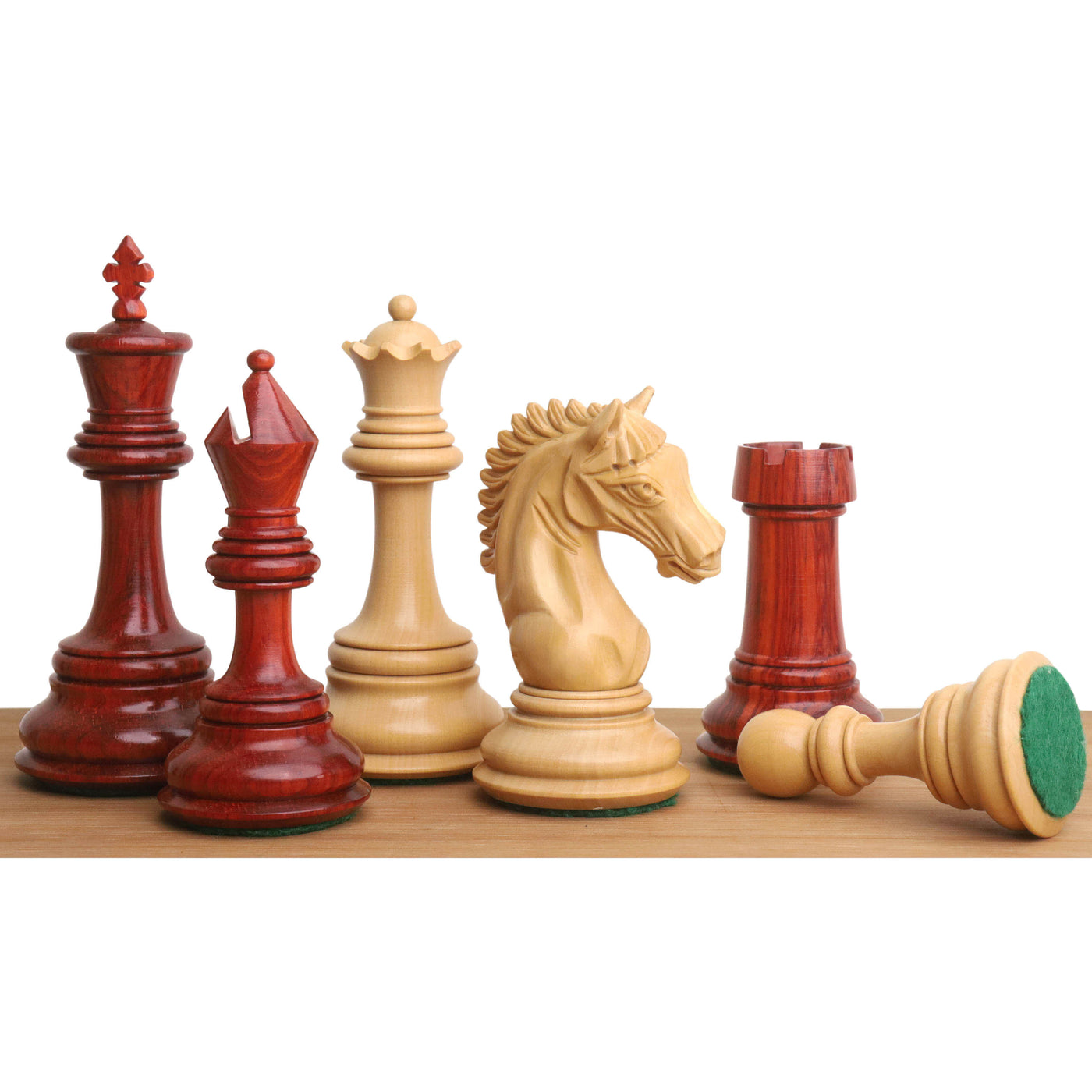 4.5" Tilted Knight Luxury Staunton Chess Set - Chess Pieces Only -Bud Rosewood & Boxwood