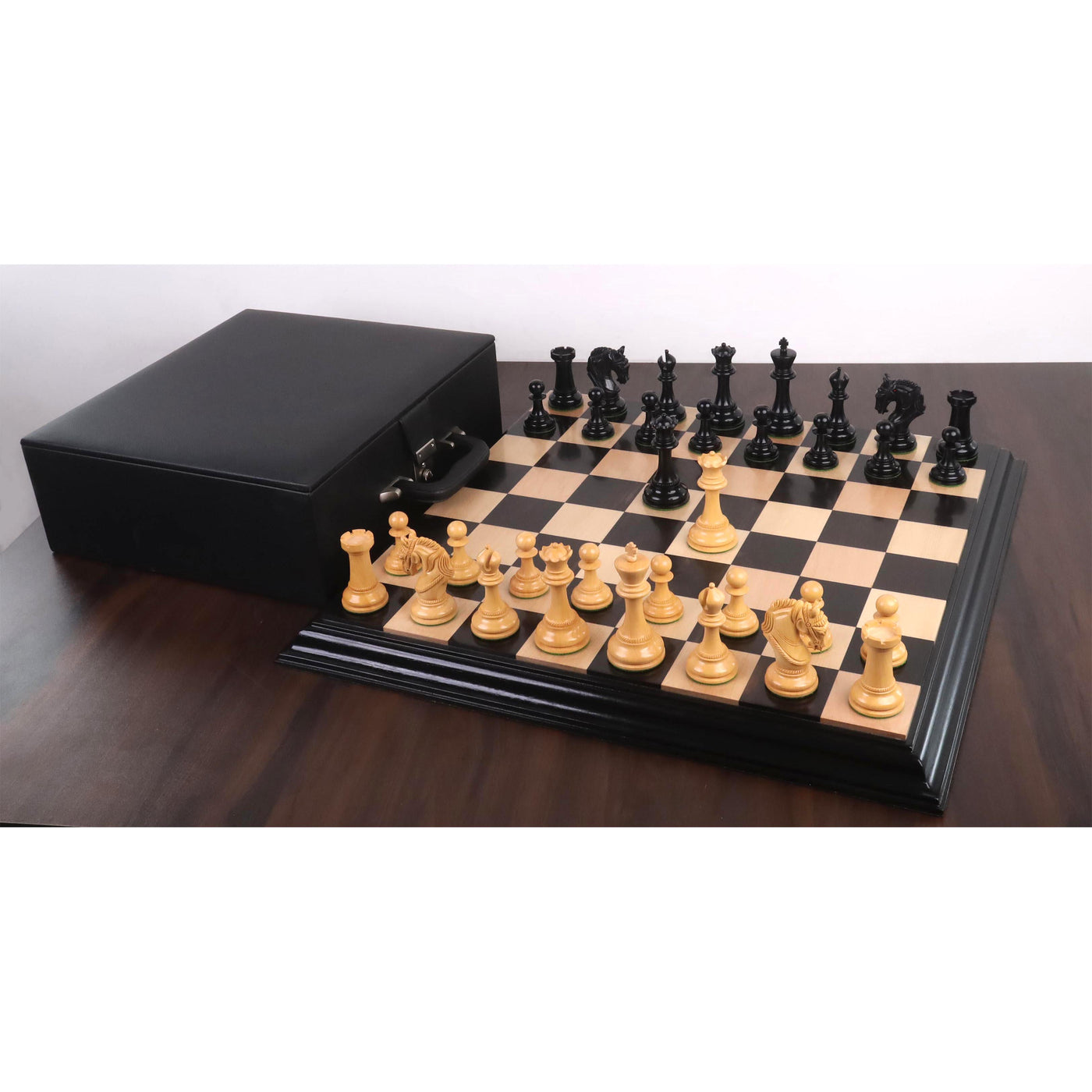 Combo of 4.3" Imperator Luxury Staunton Chess Set - Pieces in Ebony Wood with Board and Box