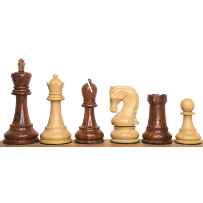 Combo of 4" Leningrad Staunton Chess Set - Pieces in Golden Rosewood with Board and Box