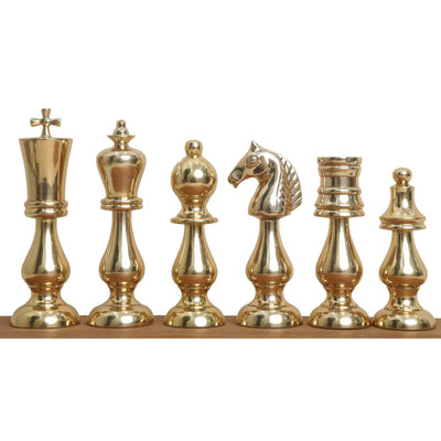 4.5” Regal Curve Series Brass Metal Luxury Chess Set - Pieces Only- Gold & Metallic Grey