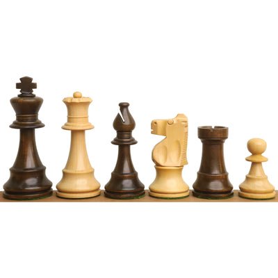 Improved French Lardy Chess Set - Chess Pieces Only - Walnut Stained boxwood - 3.9" King