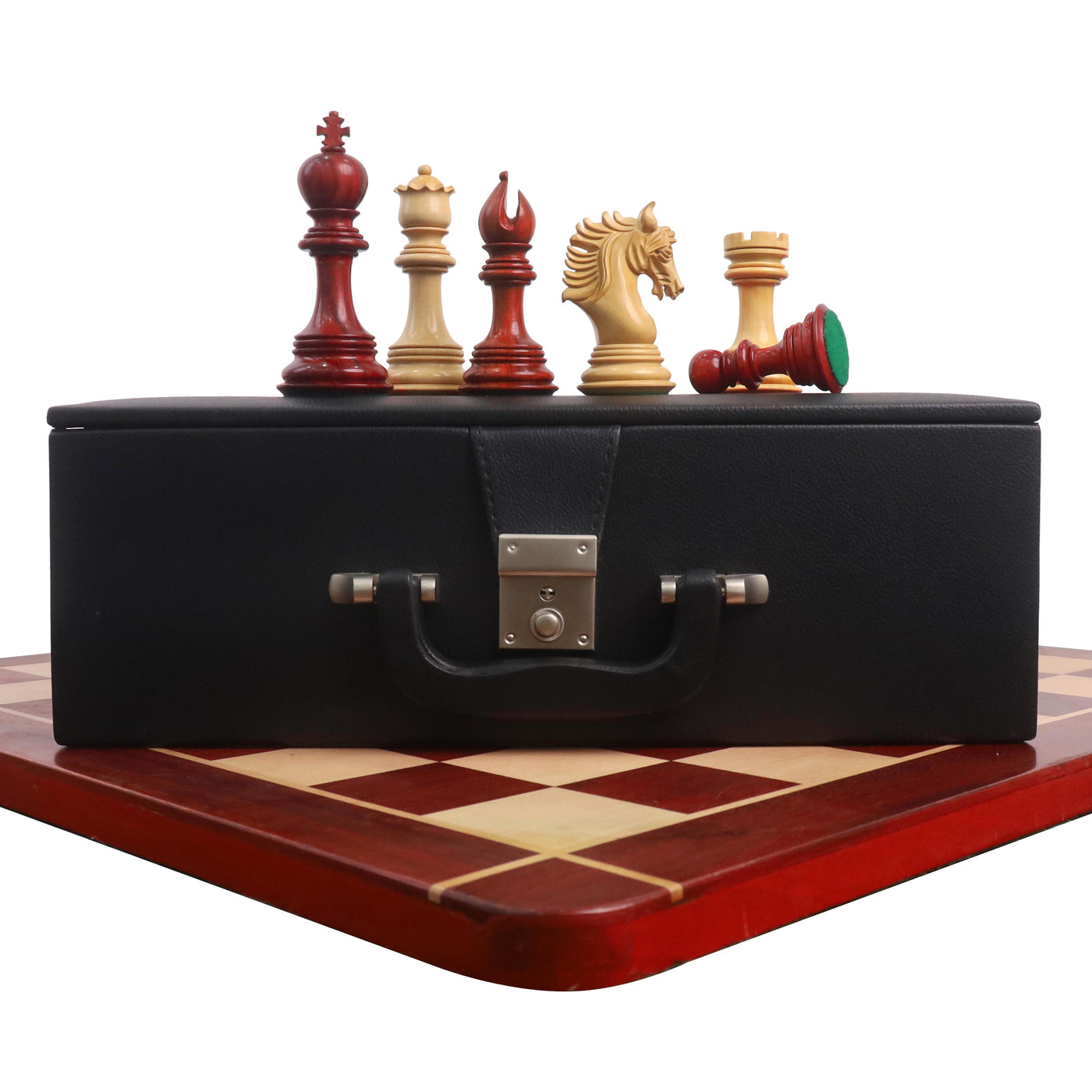 Combo of 4.6" Arthur Luxury Staunton Chess Set - Pieces in Bud Rosewood with Board and Box