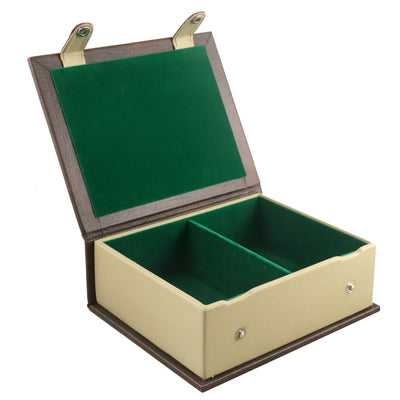 Combo of 1960's Soviet Championship Tal Chess Set - Pieces in Antiqued Boxwood with 21" Chess Board with Storage Box