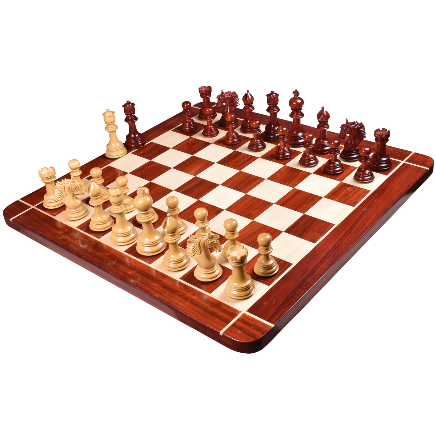 Combo of 4.6" Arthur Luxury Staunton Chess Set - Pieces in Bud Rosewood with Board and Box