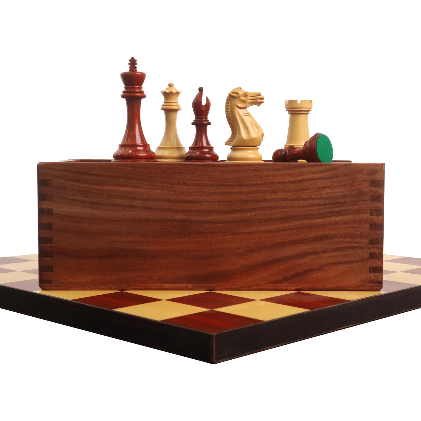 Combo of 4" Sleek Staunton Luxury Chess Set - Pieces in Bud Rose Wood with Board and Box