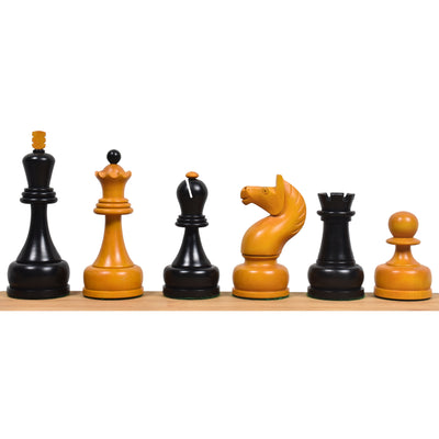 Combo of 1960's Soviet Championship Tal Chess Set - Pieces in Antiqued Boxwood with 21" Chess Board with Storage Box