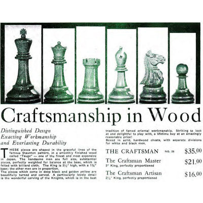 3.6" Golden Castle Craftsman Reproduction Chess Set - Chess Pieces Only - Antiqued & Ebonised Boxwood