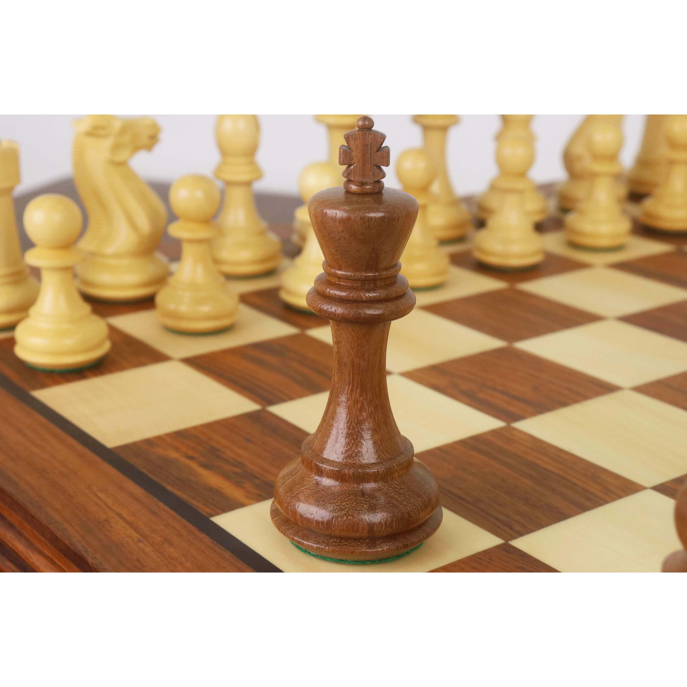 Combo of 20” Legacy Golden Rosewood Chess Board with 4.1" Staunton Chess Pieces