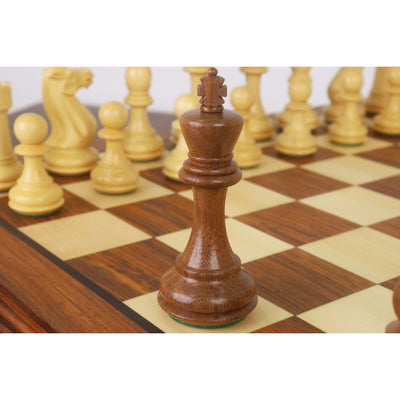Combo of 20” Legacy Golden Rosewood Chess Board with 4.1" Staunton Chess Pieces