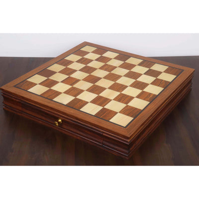 Combo of 20” Legacy Golden Rosewood Chess Board with 4.1" Staunton Chess Pieces