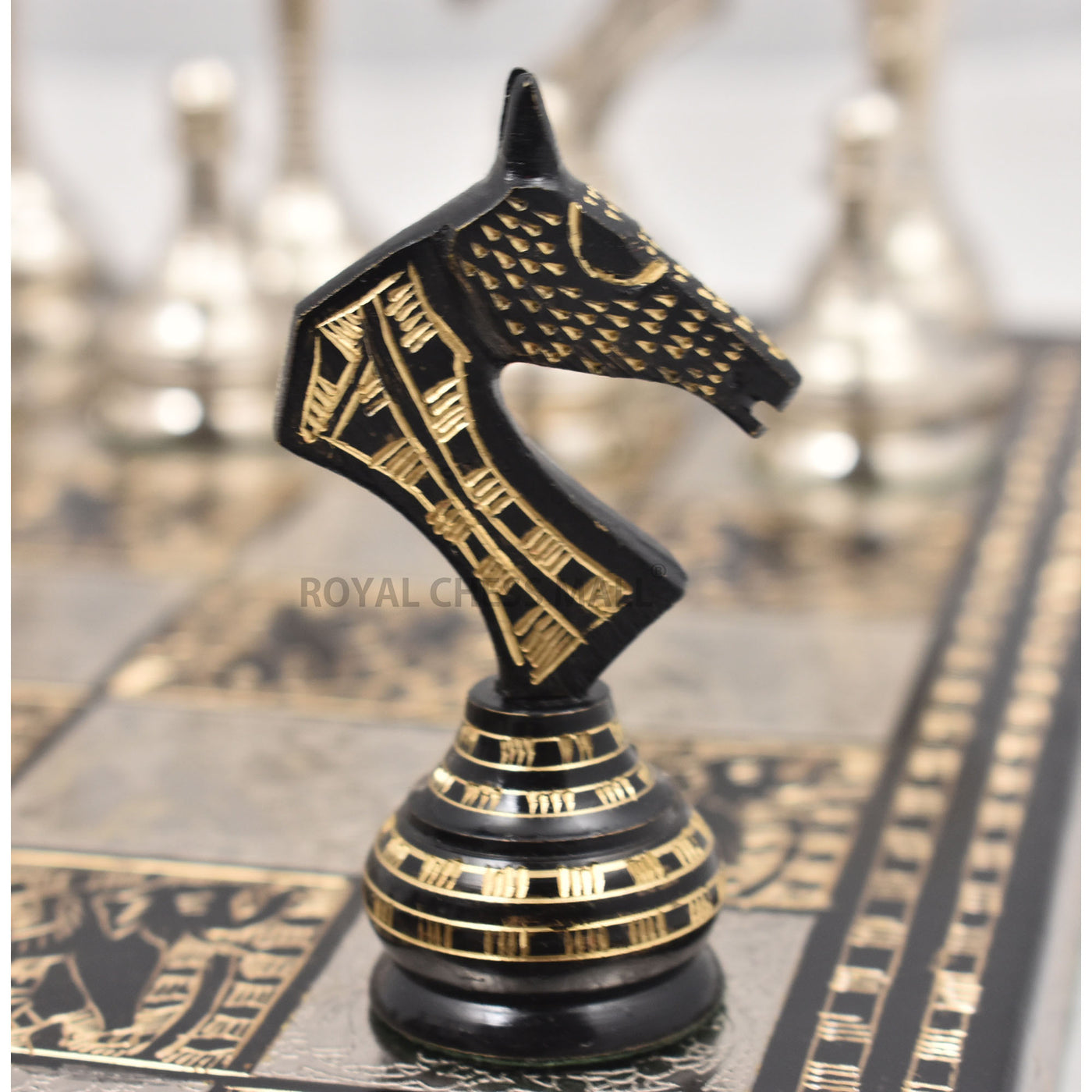 Soviet Inspired Brass Metal Luxury Chess Pieces & Board Set- 14" - Unique Art