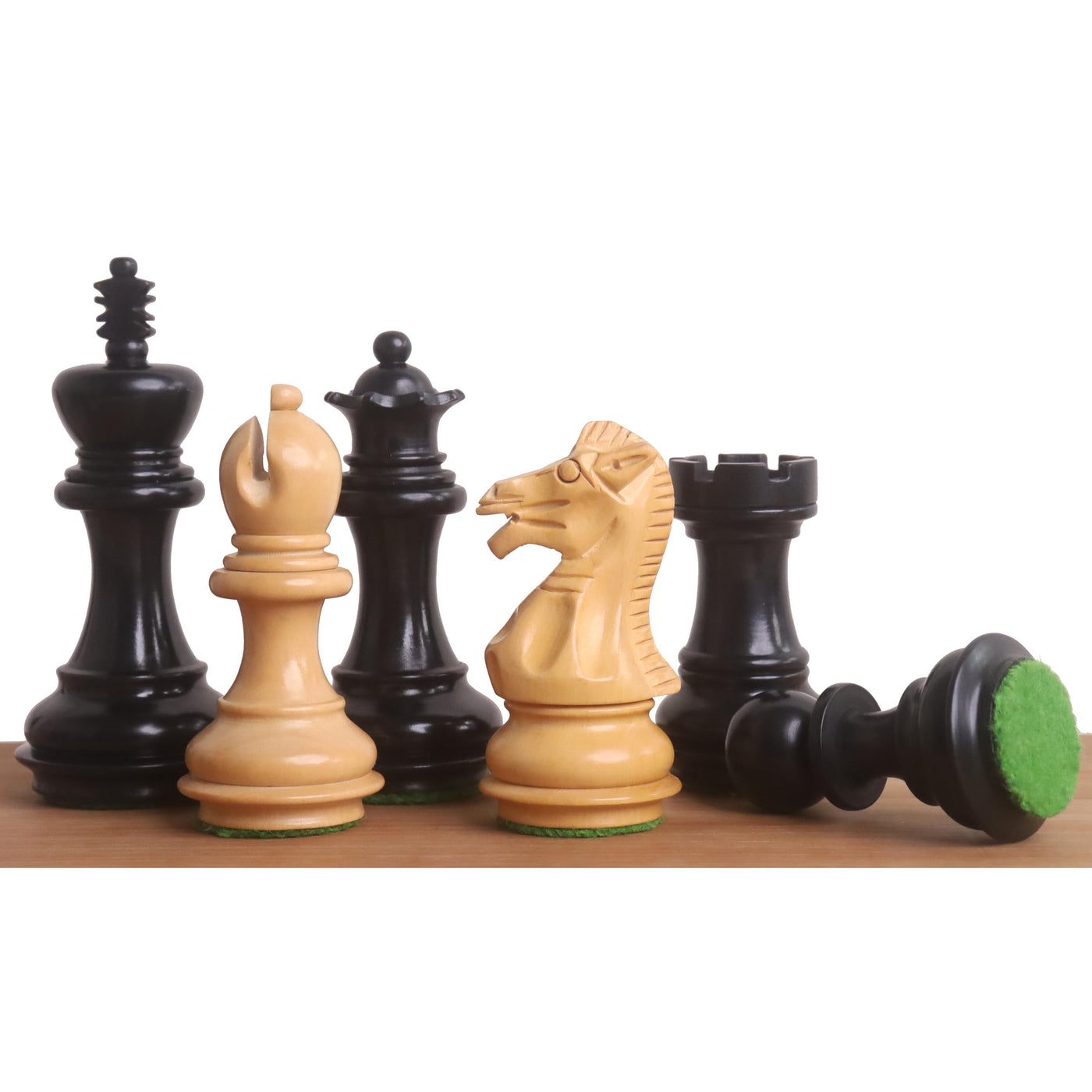 Slightly Imperfect 3.2" Laughing Knight Staunton Chess Set- Chess Pieces Only - Weighted Ebonised Boxwood