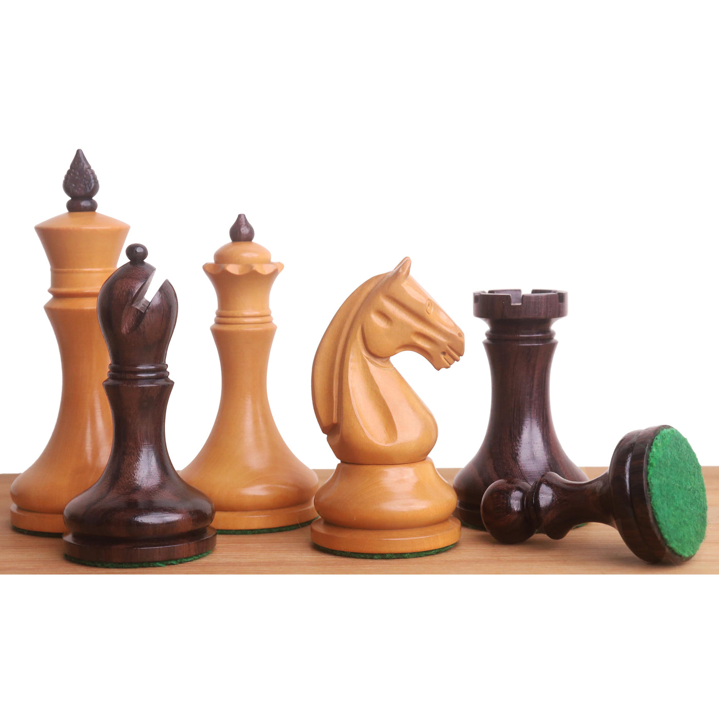 3.8" Candidates Series Minimalist Chess Set- Chess Pieces Only- Rosewood & Antiqued Boxwood