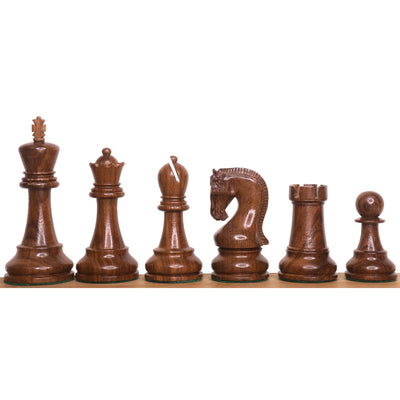 Combo of 4" Leningrad Staunton Chess Set - Pieces in Golden Rosewood with Board and Box