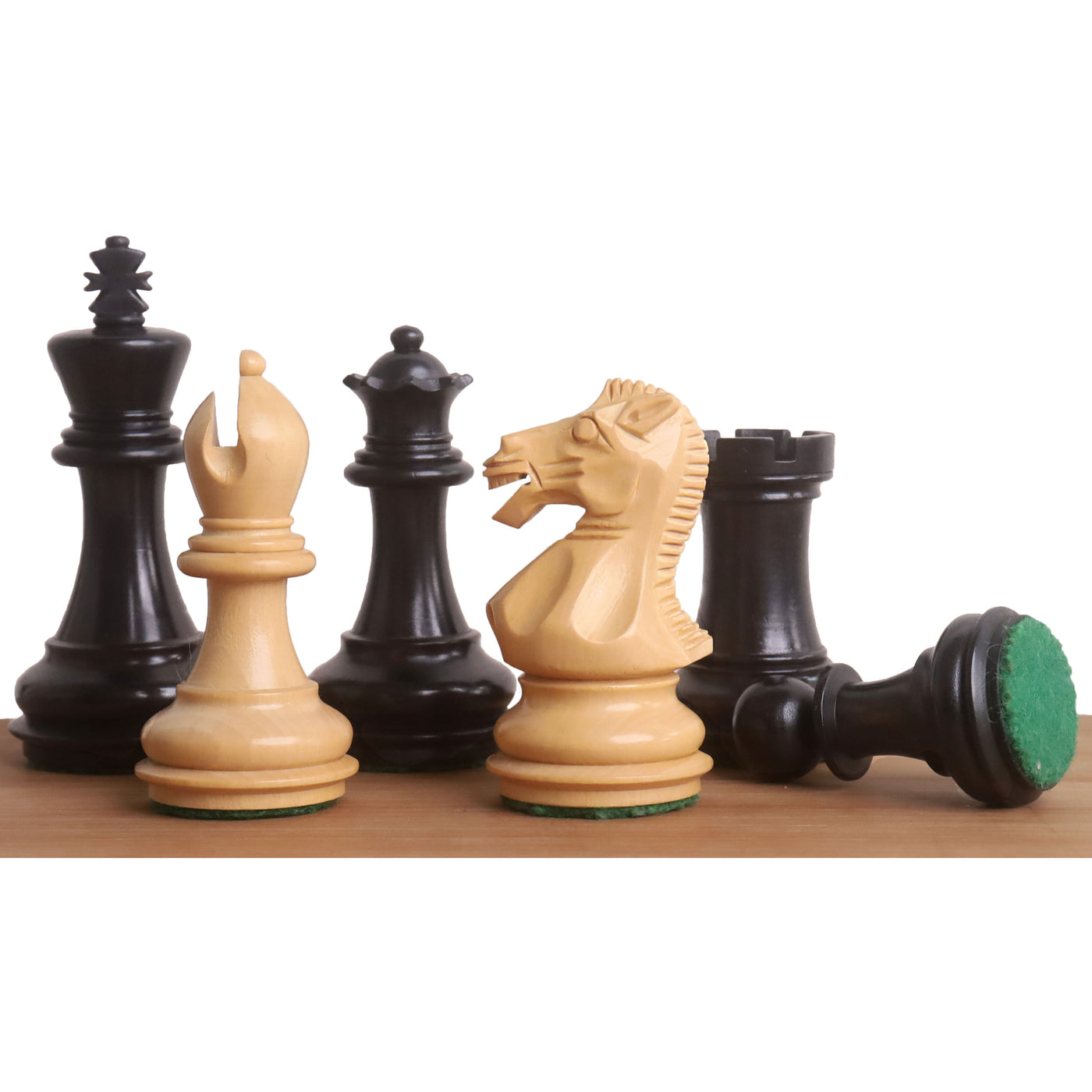 3.1" Chamfered Base Staunton Chess Set- Chess Pieces Only - Weighted Ebonised Boxwood