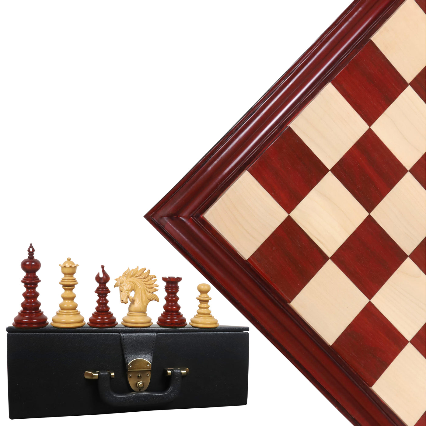 Combo of 4.3" Marengo Luxury Staunton Chess Set - Pieces in Bud Rosewood with Board and Box