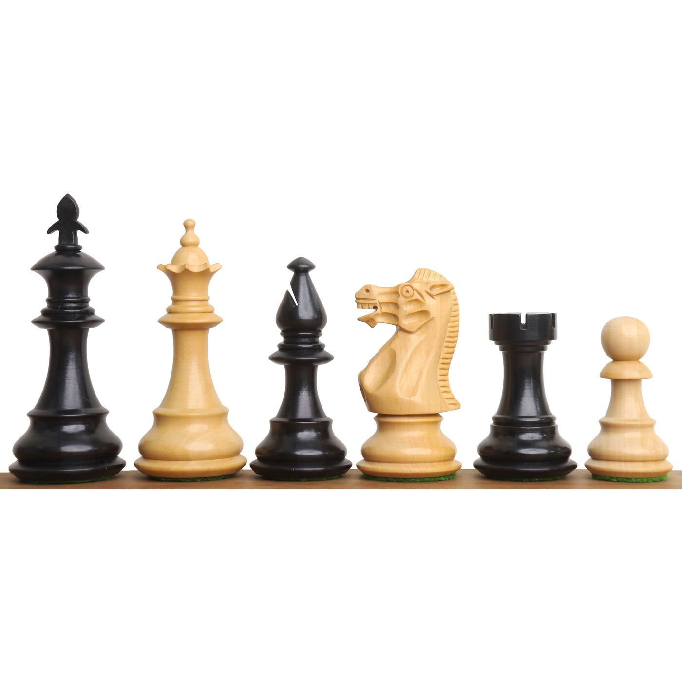 3.7" British Staunton Weighted Chess Set - Chess Pieces Only-  Ebonised Boxwood