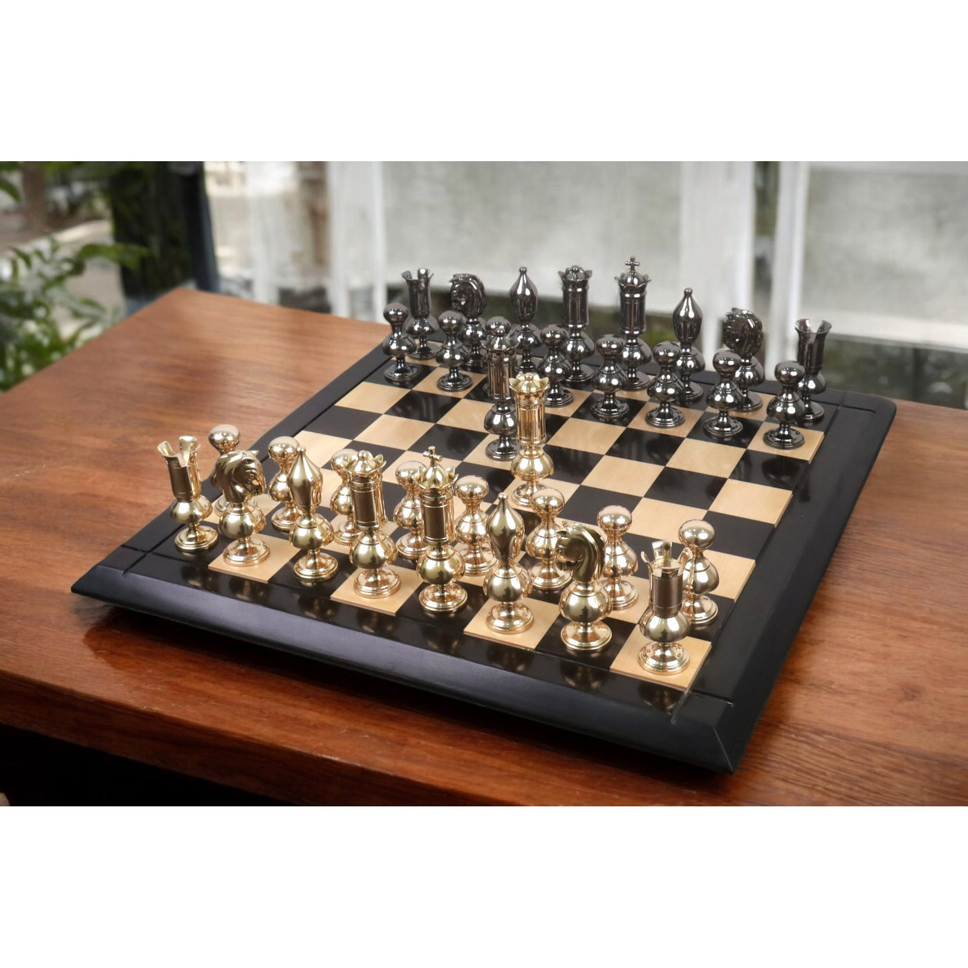 6” Giant Victorian Series Brass Metal Luxury Chess Set - Pieces Only - Metallic Gold & Grey