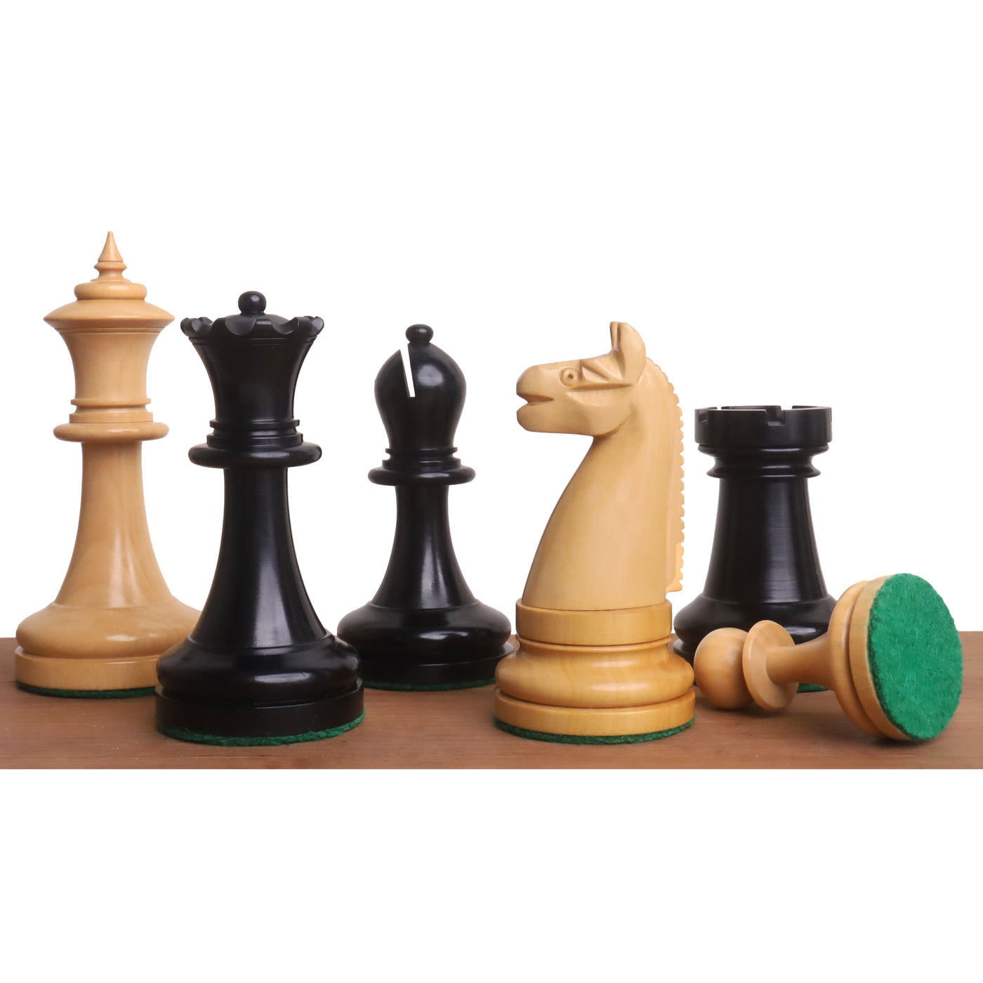 1900s' American Chess Company Reproduction Chess Set - Chess Pieces Only - Ebony & Boxwood - 3.9" King