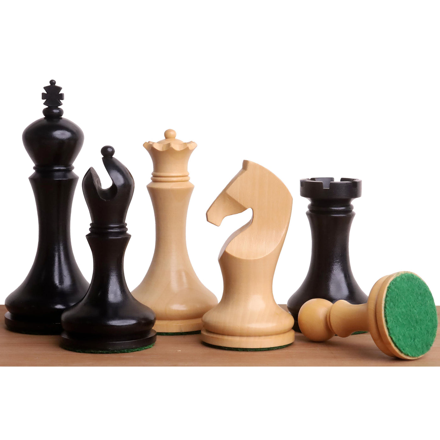 3.9" Zadar Series Modern Minimalist Chess Set- Chess Pieces Only- Weighted Ebonised Boxwood