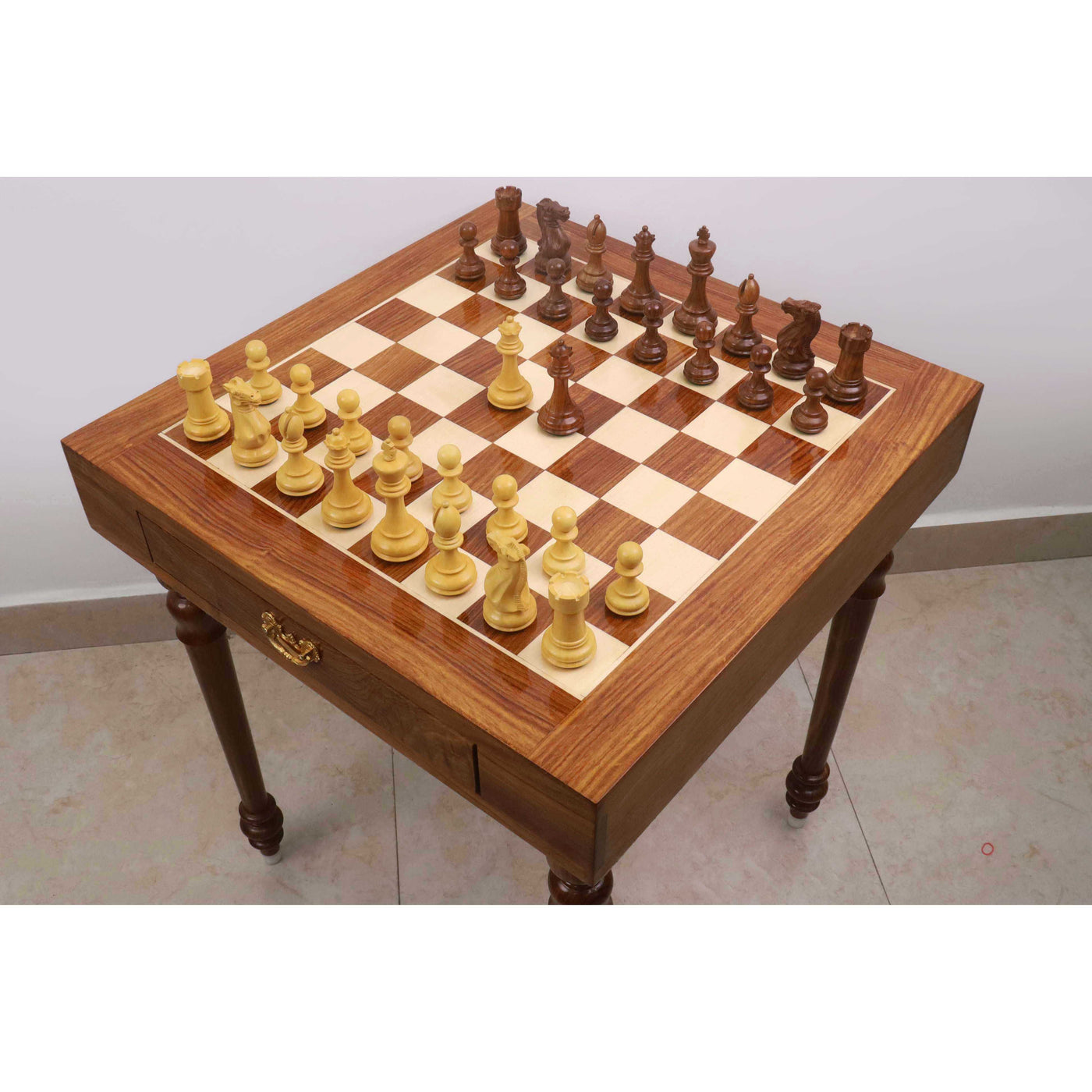23" Tournament Chess Board Table with 4.1" Pro Staunton Weighted Wooden Chess Pieces - Golden Rosewood