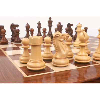 Combo of 23" Tournament Golden Rosewood & Maple Chess Board Table with Drawers - 27" Height with 4.1" Pro Staunton Weighted Sheesham wood Chess Pieces