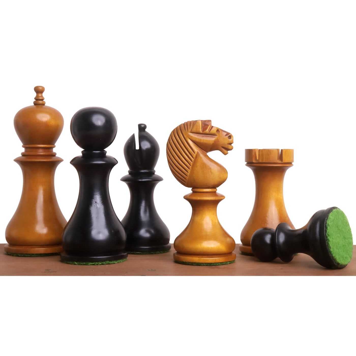 3.6" English Dublin Pattern Chess Set- Chess Pieces Only - Antiqued & Ebonised Boxwood