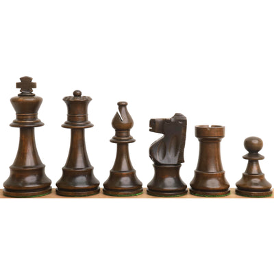 Improved French Lardy Chess Set - Chess Pieces Only - Walnut Stained boxwood - 3.9" King