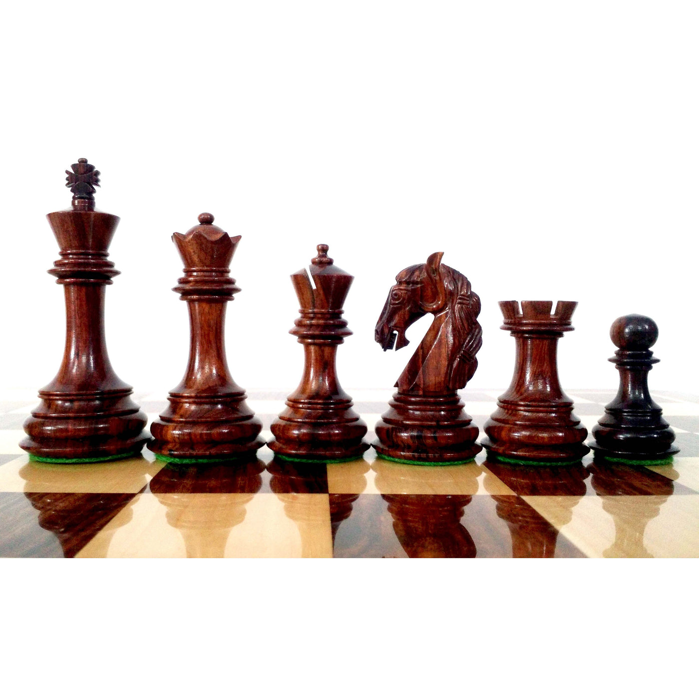 Slightly Imperfect 3.9" Unique Old Columbian Weighted Chess Set- Chess Pieces Only - Rosewood & Boxwood