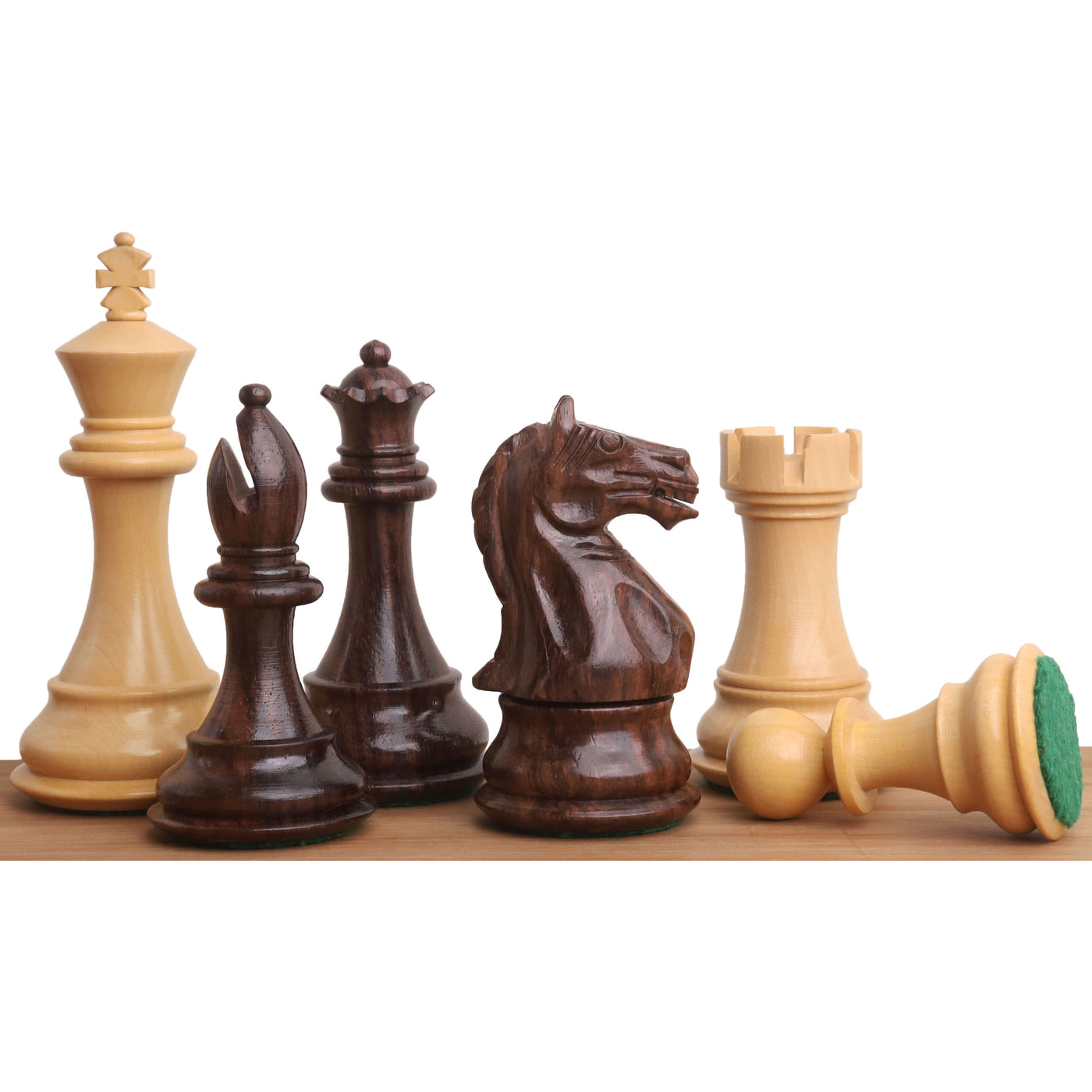 4" Fierce Knight Staunton Chess Set - Chess Pieces Only - Weighted Rosewood