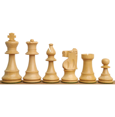 Improved French Lardy Chess Set - Chess Pieces Only - Walnut Stained boxwood - 3.9" King