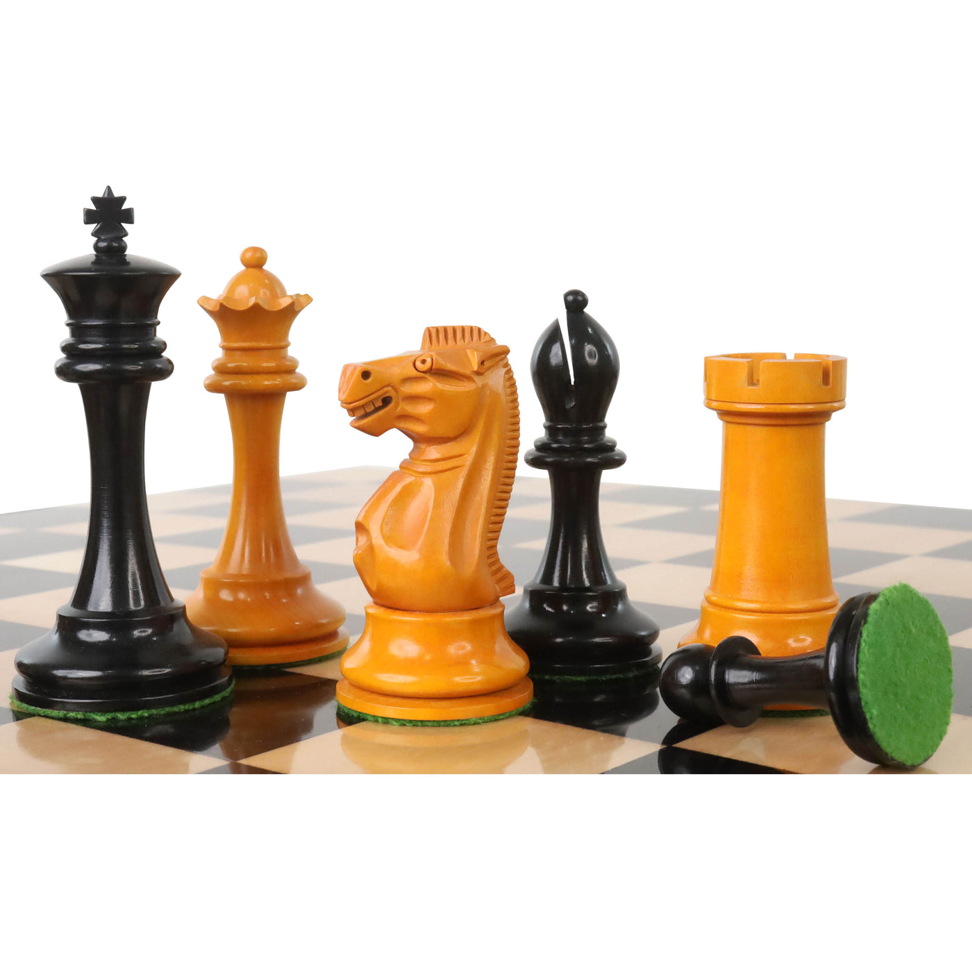 Slightly Imperfect 19th century B & Co reproduced Chess Set- Chess Pieces Only- Genuine Ebony Wood - 4.3"