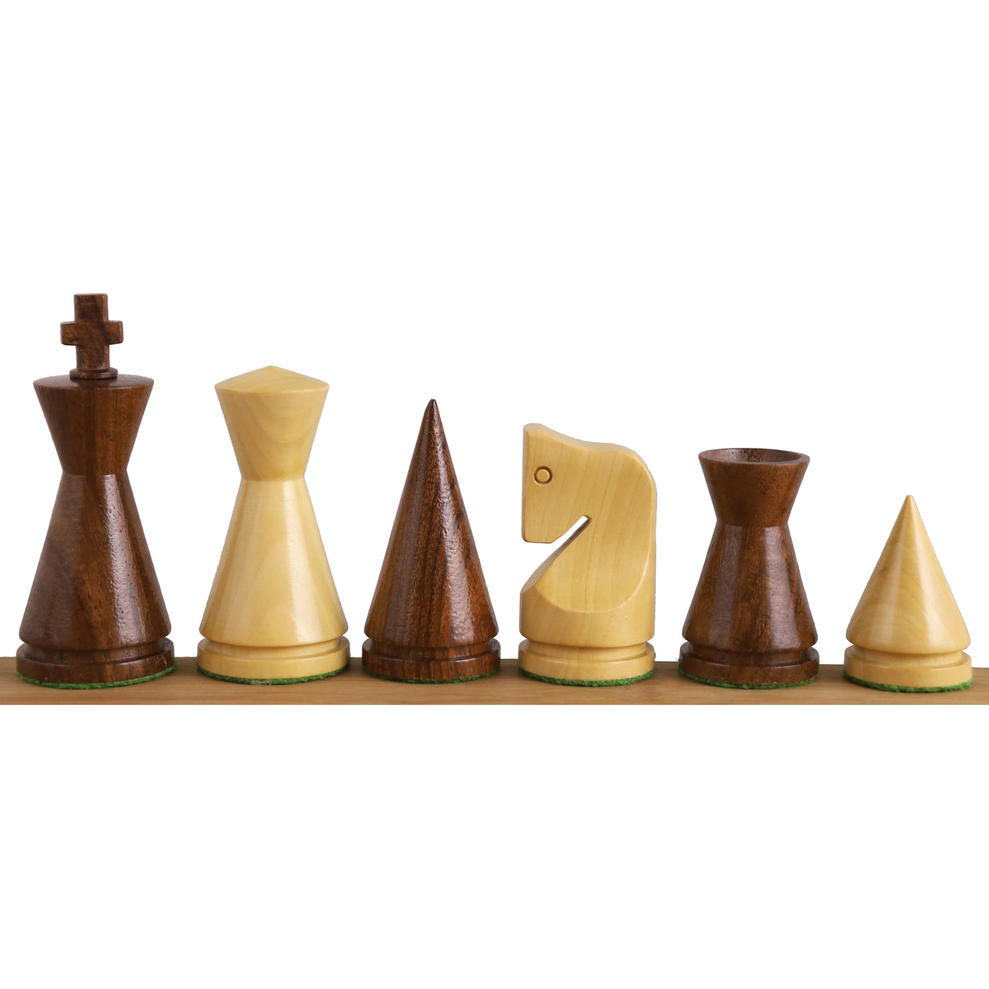 3" Russian Poni Minimalist Chessnut Air Sensor Compatible Set- Chess Pieces Only - Golden Rosewood & Boxwood