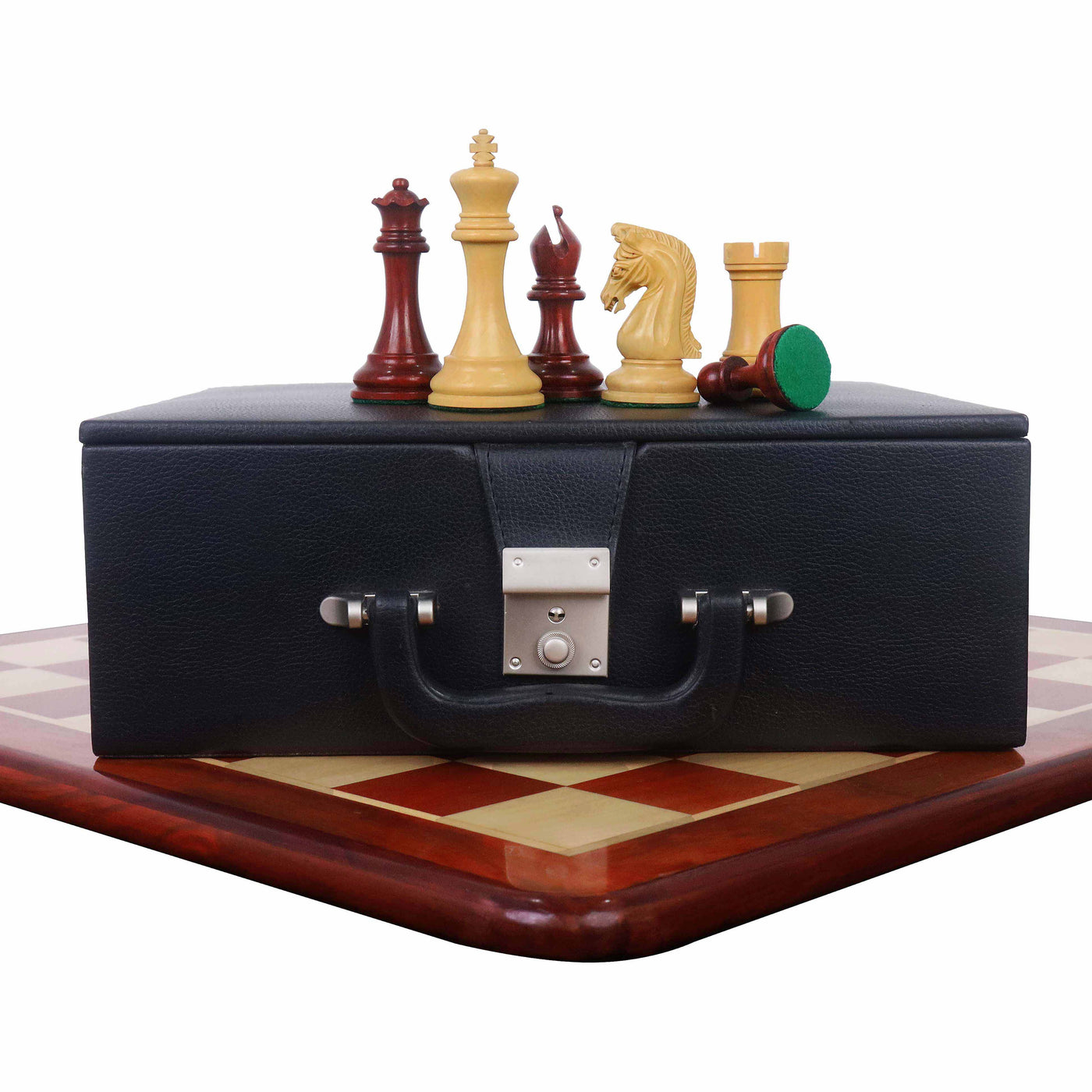 Combo of Repro 2016 Sinquefield Staunton Chess Set - Pieces in Bud Rosewood Pieces with Board and Box