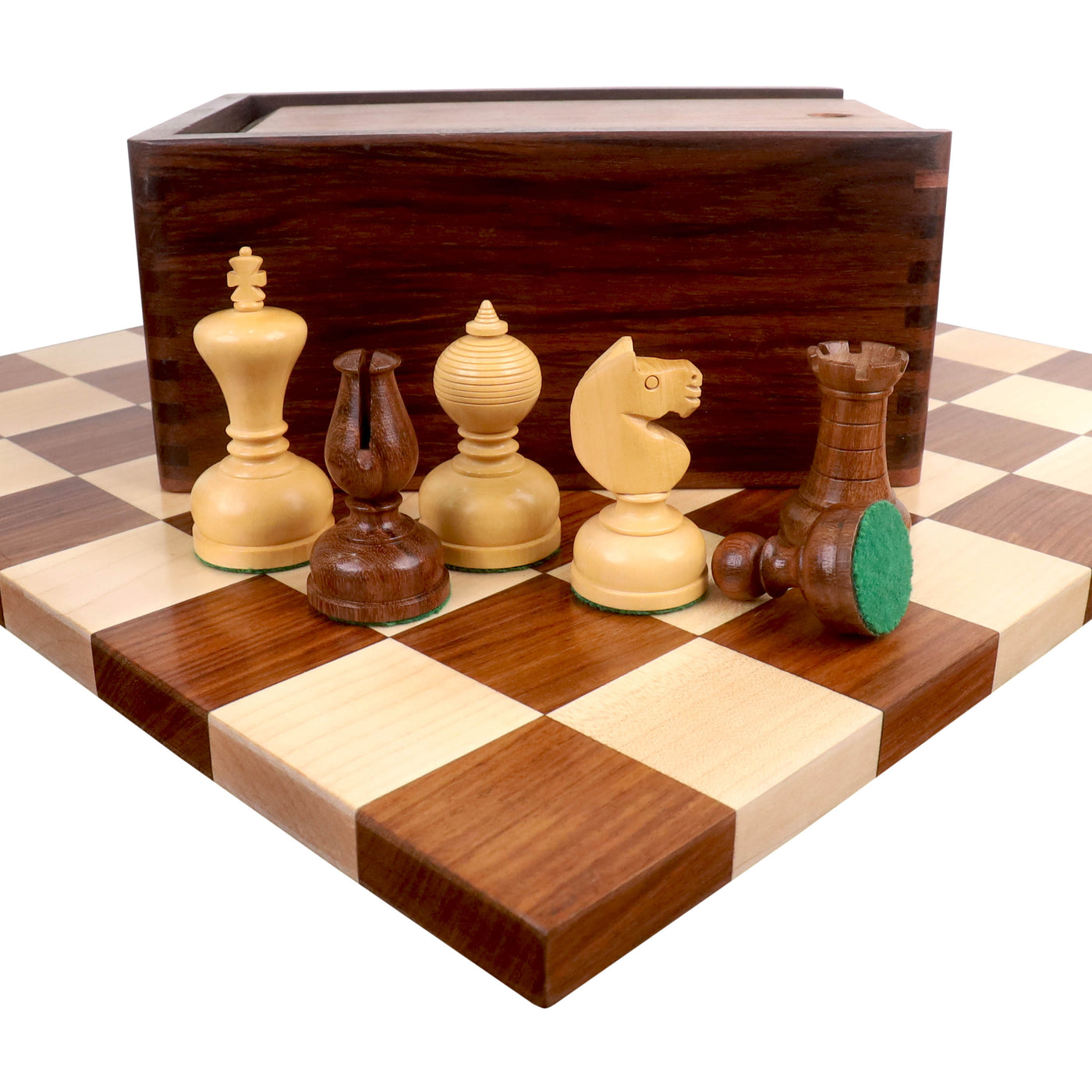 3.1" Library Combo Chess Set - Staunton Chess Pieces with Board and Box- Golden Rosewood