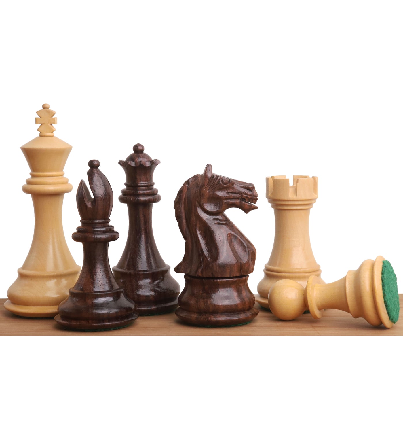 4" Fierce Knight Staunton Chess Set - Chess Pieces Only - Weighted Rosewood