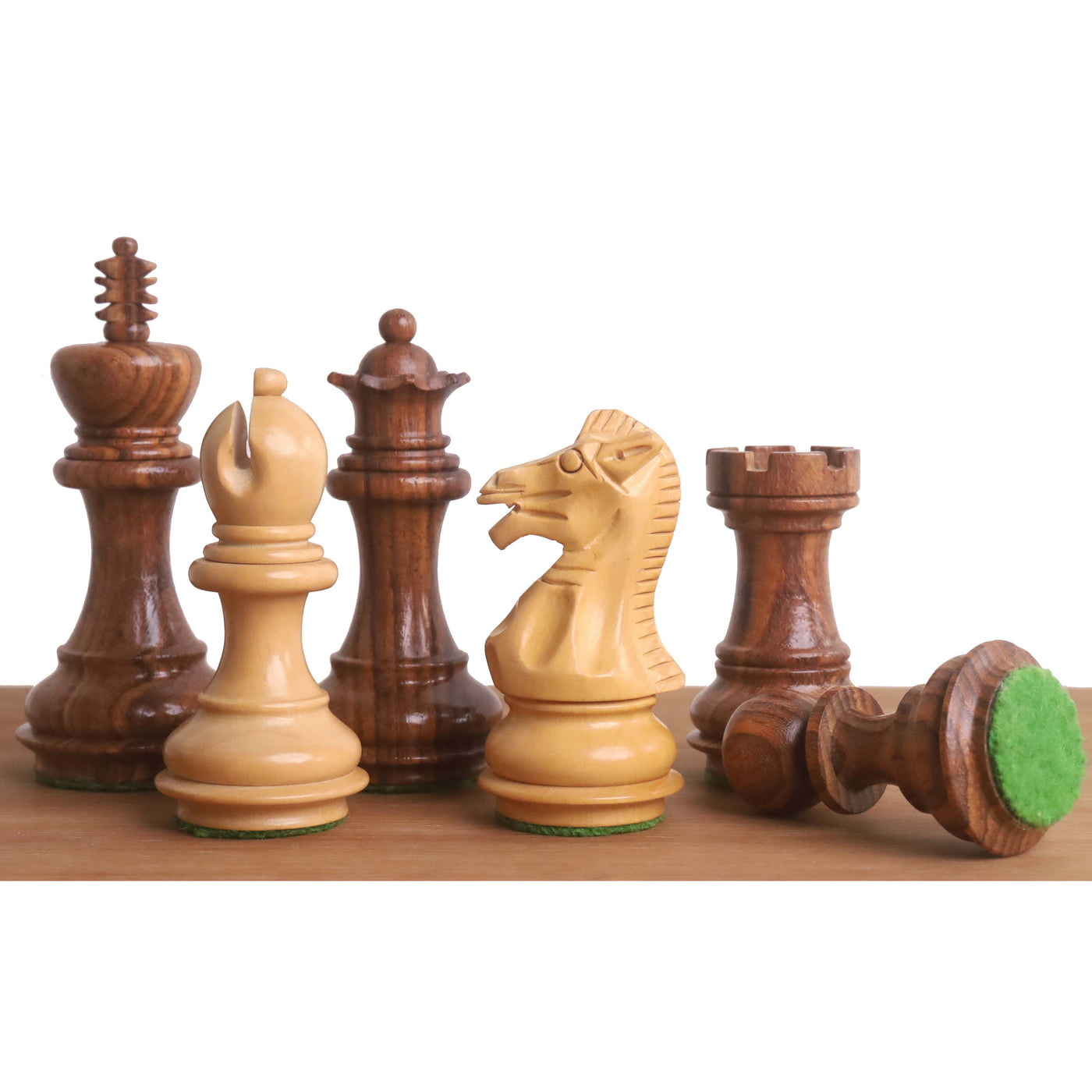 Slightly Imperfect 3.2" Laughing Knight Staunton Chess Set- Chess Pieces Only - Weighted Golden Rosewood