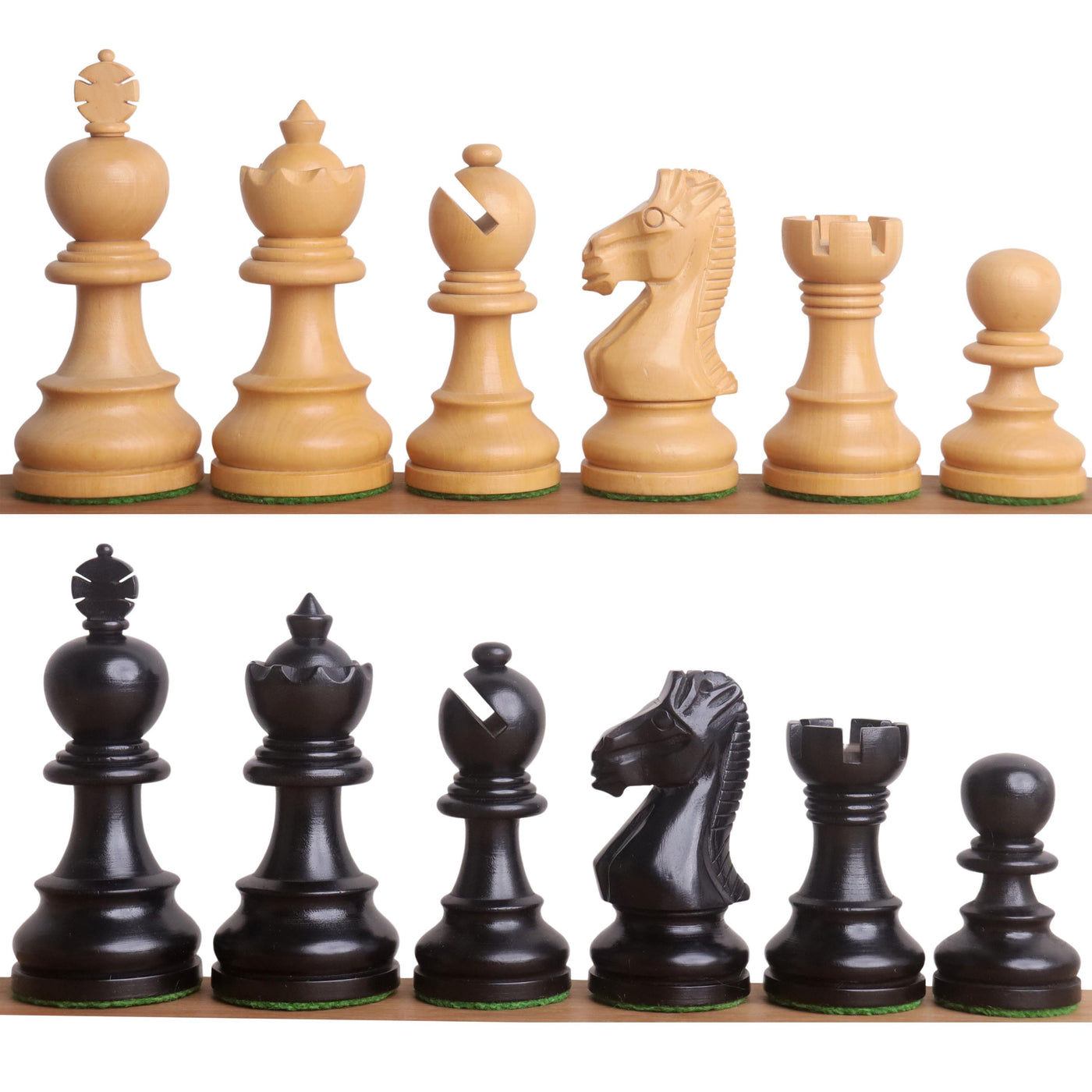 Slightly Imperfect 3.3" Taj Mahal Staunton Chess Set- Chess Pieces Only - Ebonised Boxwood & Boxwood