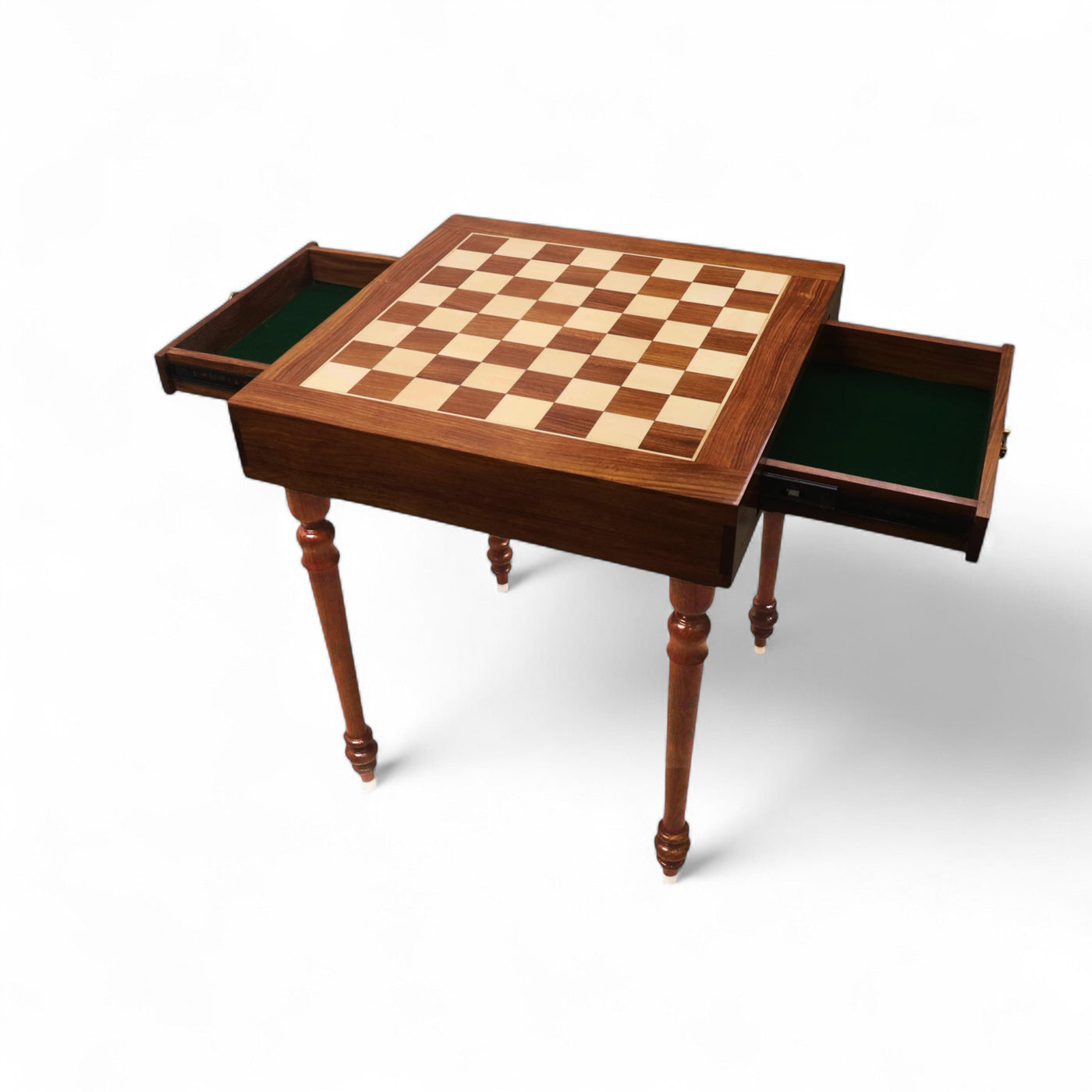 23" Tournament Chess Board Table with Drawers - 27" Height - Golden Rosewood & Maple
