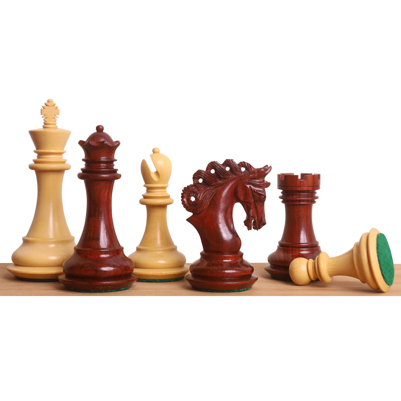 3.3" Spiraled Steed Luxury Chess Set- Chess Pieces Only - Bud Rosewood & Boxwood
