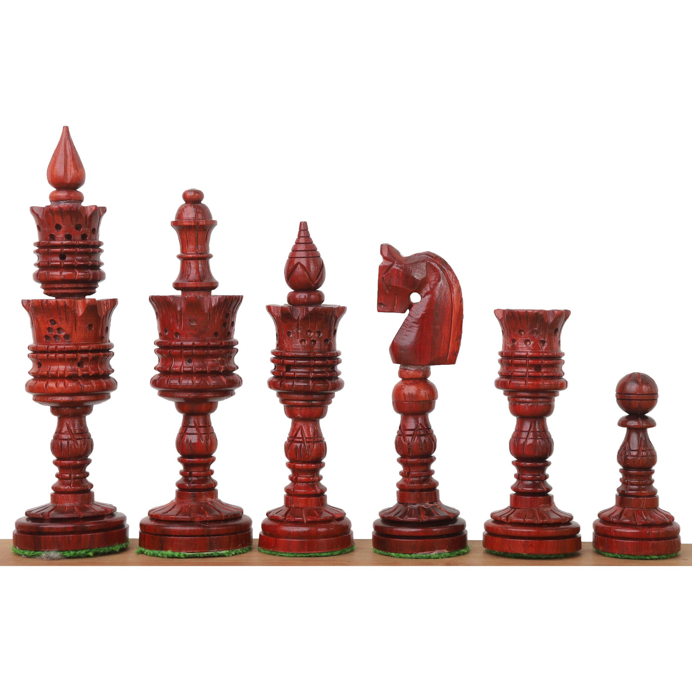 4.7" Hand Carved Lotus Series Chess Set - Chess Pieces Only in Weighted Bud Rosewood