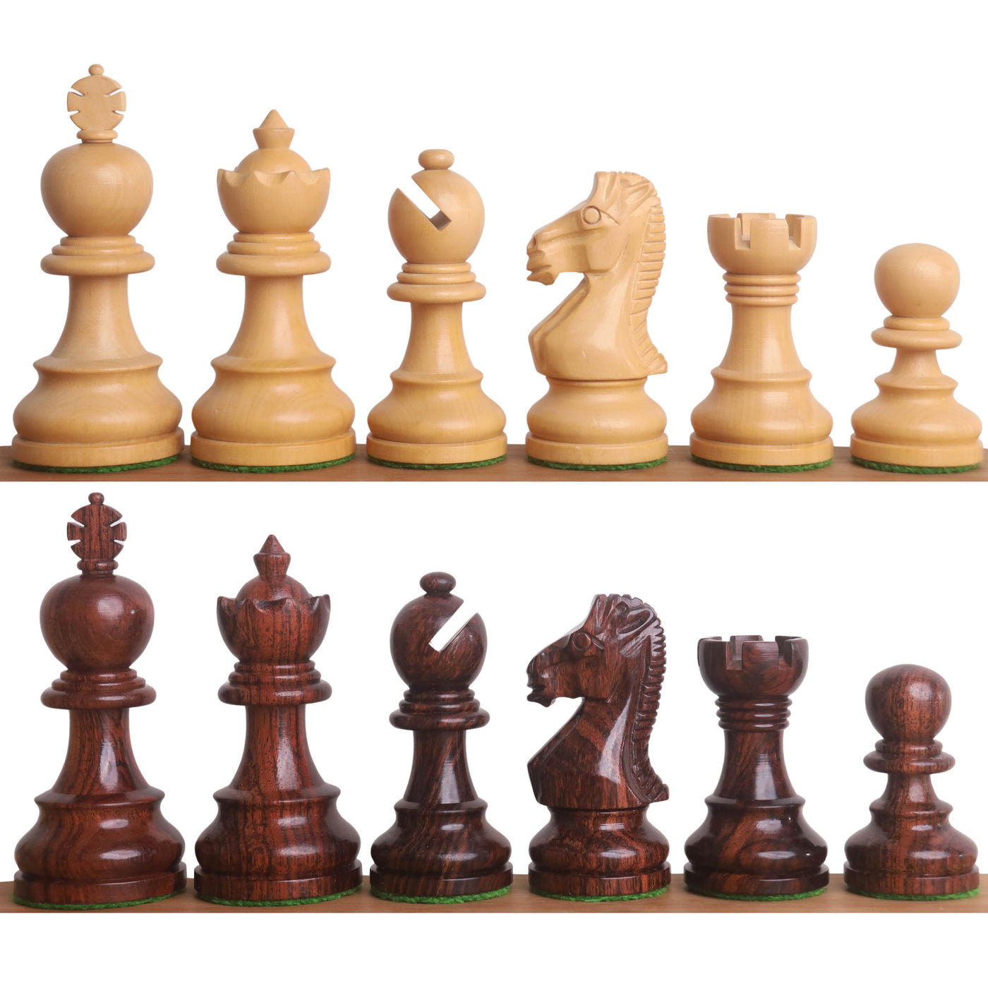 Slightly Imperfect 3.3" Taj Mahal Staunton Chess Set- Chess Pieces Only - Rosewood & Boxwood